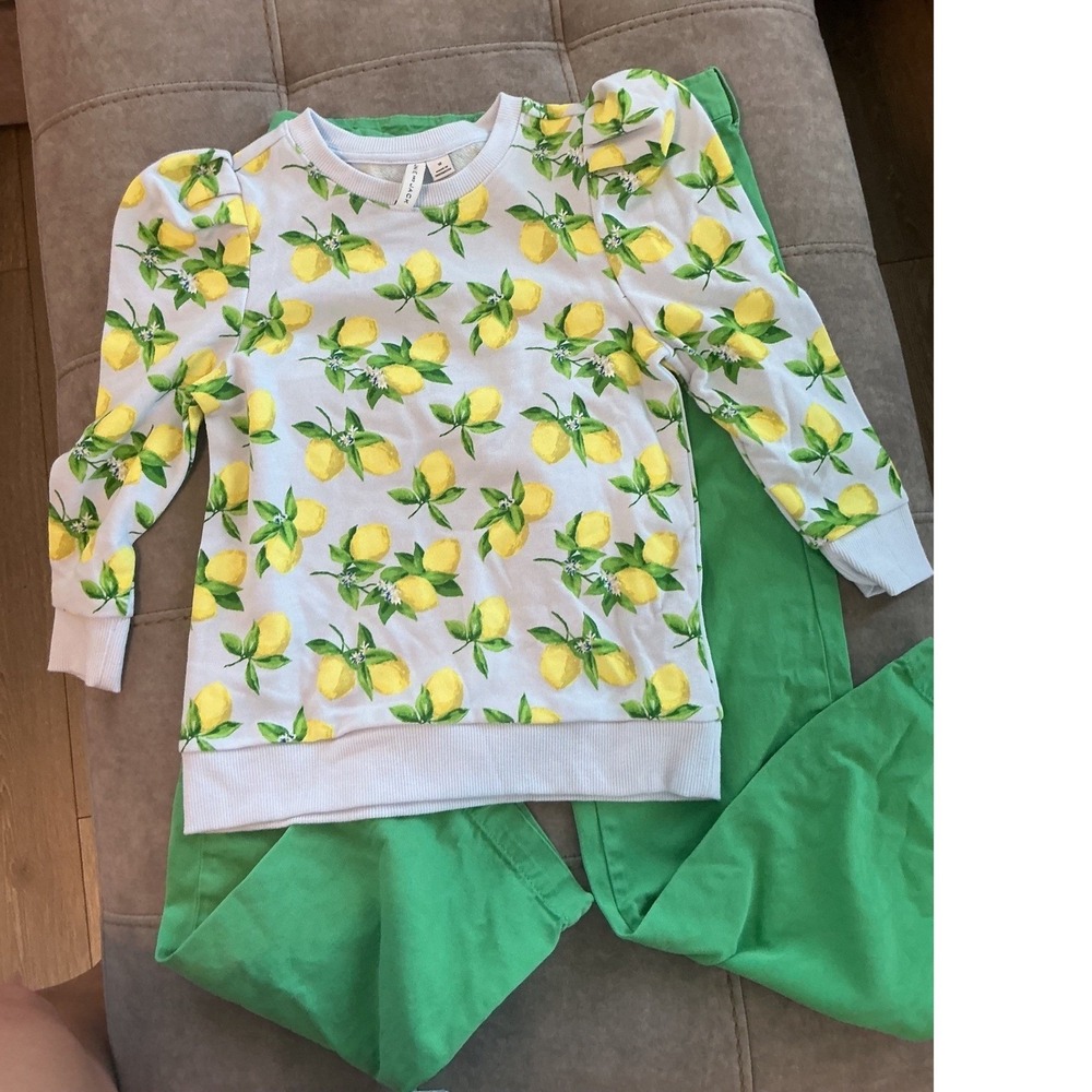 Janie & Jack Crewcuts Girls Clothing Lot Lemon Sweatshirt Chino Pants Preppy 10 - Picture 3 of 9